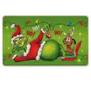 Tailus Green Christmas Decorative Front Door Mat, Xmas Max Dog Hohoho Doormat Indoor Outdoor Non-Slip Floor Entryway Rug, Funny Holiday Home Kitchen Decoration 17x29 Inch