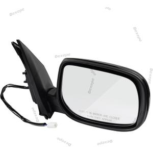 Passenger Side Mirror Assembly Compatible with Toyota Corolla 2009-2013 Non-heated Power Adjustable Glass Replace 8790802B50, TO1321249, TO1321260, 128-50262BR Black (3Pin Right)
