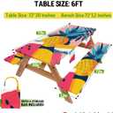 Picnic Table Cover with Bench Covers Waterproof Fitted Table Cloth Tablecover Camper Camp Camping Essentials Outdoor Beach Summer River Water Motorhome Trailer Road Trip Tent Rv Car Travel Activities