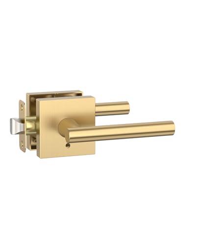 Asidrama 1 Pack Champagne Bronze Privacy Door Handles, Door Lever with Door Knobs Indoor for Bedroom or Bathroom, Heavy Duty Door Handles Interior with Locks for Left Right Sided Doors ZR01-097