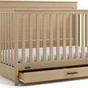 Graco Tristan 5-in-1 Convertible Crib with Drawer (Driftwood)  GREENGUARD Gold Certified, Fits Standard Crib Mattress, Premium Handle, Converts to Toddler Bed, Daybed, and Full-Size Bed