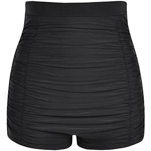 Firpearl Women's High Waisted Bikini Bottom 50s Ruched Boyleg Swim Shorts Tummy Control Swimsuit Bottom, Size 3XL