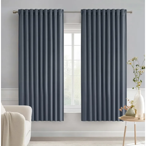 MIULEE Stone Blue Back Tab Blackout Curtains 63 Inch Length 2 Panels Set for Living Room Bedroom Privacy, Rod Pocket/Pinch Pleat Thermal Insulated Room Darkening Pleated Light Blocking Drapes