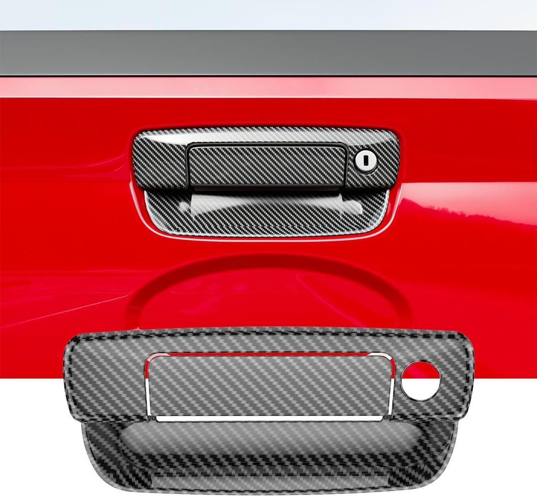 Tailgate Handle Trim Compatible with 2022-2025 Ford Maverick Lift Gate Handle Rear Trunk Door Cover Replacement for 2022 2023 2024 2025 Ford Maverick Accessories (Glossy Carbon Fiber)