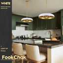 Large Pendant Light 20in White and Gold Dome Pendant Lights 3 Light Socket Pendant Light Fixture with Rod Pendant Lighting for Kitchen Island Dining Room Kitchen Sink, E12