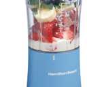 Hamilton Beach Portable Blender for Shakes and Smoothies, 14 Oz BPA Free Travel Cup & Lid, Durable Stainless Steel Blades, Personal Smoothie Blender, Tranquil Blue (51172)