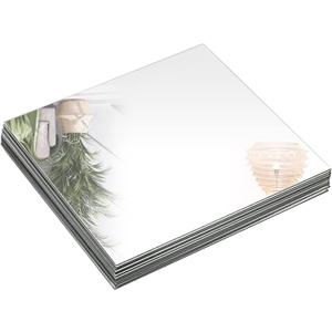 Suwimut Set of 12 Square Mirrors for Centerpieces, 10 x 10 Inch Glass Mirror Tray Candle Plates Wall Mounted Glass Mirror Tiles Bulk for Table Centerpieces, Wedding, Party, Wall Decor, Crafts