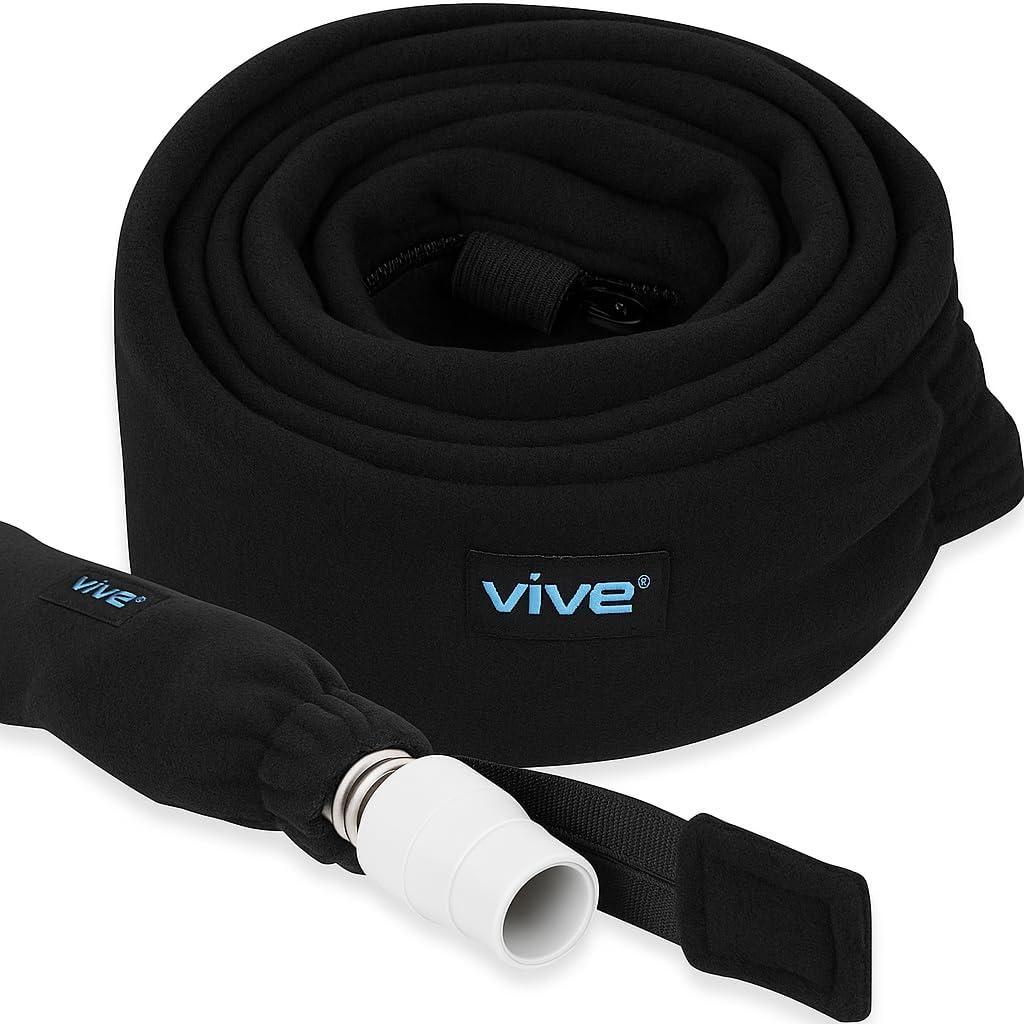 Vive CPAP Slim Hose Tube Cover for Side Sleepers 6 ft - Sleep Apnea Insulator Sleeve for Heated & Standard Tubing - Compatible w/CPAP BiPAP Machines & Holders - Full Length Zipper, Soft Fleece Cover (6 Foot (Pack of 1), Black)