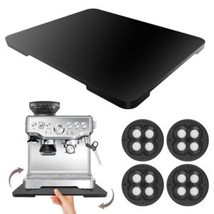 360° Rolling Tray Bamboo Appliance Slider for Kitchen Appliances, for Breville Espresso Machine Accessories, Sliding Tray for Coffee Maker Appliances Mat Easily from Under The Cabinet Black 13"×15.7"