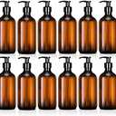 Tessco for you 12 Pack Amber Soap Dispenser Empty Plastic Pump Bottles Dispenser Refillable Shampoo Container for Hand Sanitizer Soap Lotion Body Wash Conditioner Bathroom Kitchen Travel(12 oz)
