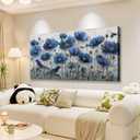 The Mode Art Gallery Nature Wall Art Blue Birds among the flowers Framed Artwork Prints Paintings for Bedroom Office Kitchen 24x48