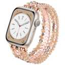 MOFREE Beaded Band for Women Compatible with Apple Watch 38mm 40mm 41mm 42mm, Fashion Crystal Elastic Straps Wristbands for iWatch Bands Series 11/10/9/8/7/SE/6/5/4/3/2/1 (Rose Gold/Yellowish)
