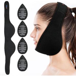 LotFancy Wisdom Teeth Ice Pack Head Wrap, Face Ice Pack for TMJ Jaw Toothache Pain Relief, with 4 Reusable Hot Cold Therapy Gel Packs, for Chin, Oral and Facial Surgery, for Kids, Teens, Petite Adults