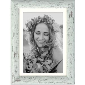 AEVETE Picture Frame 5x7 Light Green Photo Frames Rustic for Wall and Desk Decor