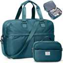 Expandable Personal Item Travel Duffle Bag Weekender Bag for Women Men, Overnight Hospital Carry On Bag with Toiletry Bag for Airplanes Travel Business Trips Sport, Peacock Blue