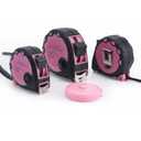 Lichamp Pink Tape Measure 4 Pack, with Soft Tape Measures, 10ft x 5/8in, 16ft x 3/4in, 25ft x 1in, 04MXPK