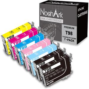 7 Packs T098 T099 Remanufactured Ink Cartridge Replacement for Epson 98 99 for Artisan 700 710 725 730 800 810 835 837 Printer (2 Black,1 Cyan,1 Magenta,1 Yellow,1 Light Cyan,1 Light Magenta)