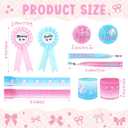 84 Pcs Baseball or Bows Gender Reveal Party Supplies Boy or Girl Decorations Badge Button Pins Bracelet Ribbons Blue or Pink Party Favors for Gender Reveal Games