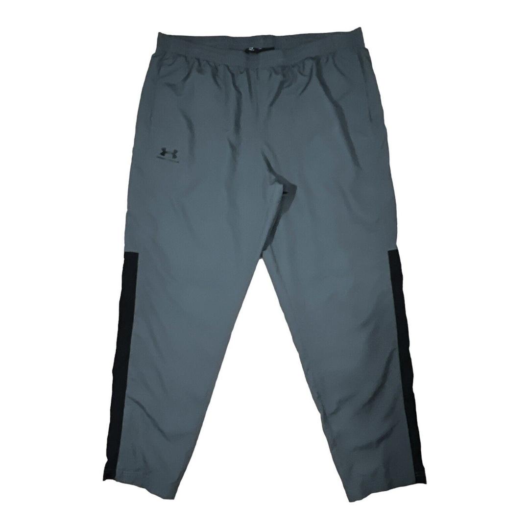 Under Armour Windbreaker Track Pants Men Gray Woven Ankle Zip Loose  Size XL