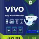 VIVO Organic Cotton Overnight Sensitive Skin Adult Incontinence Diaper Briefs with Tabs, Large, 44 Count