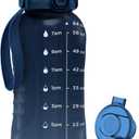 AQUAFIT 64 oz Water Bottle with Time Marker - 2in1 Straw & Chug Lid - BPA Free Big Water Bottle with Straw - Gym Water Bottle with Strap - Water Jug (64 Ounces, Nebula)