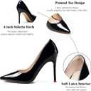 Elisabet Tang Women's High Heels Pumps Closed Pointed Toe Stiletto 4inch Heels Classic Office Special Dressy Wedding Pump Shoes (Black)