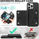 TUCCH Adjustable Crossbody Wallet Case for iPhone 16 Pro Max (6.9"), RFID Blocking [6 Card Slots][Detachable Lanyard], Magnetic Flip Wallet PU Leather Phone Cover for iPhone 16 Pro Max, Textured Black