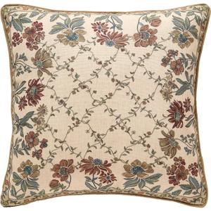 patdrea Designer Throw Pillow Covers,Square Euro Retro Style Light Brown Linen with Floral Pattern Pillow Cover,Decorative Pillowcases Cushion for Bed Living Room Outdoor Car,18"x18"