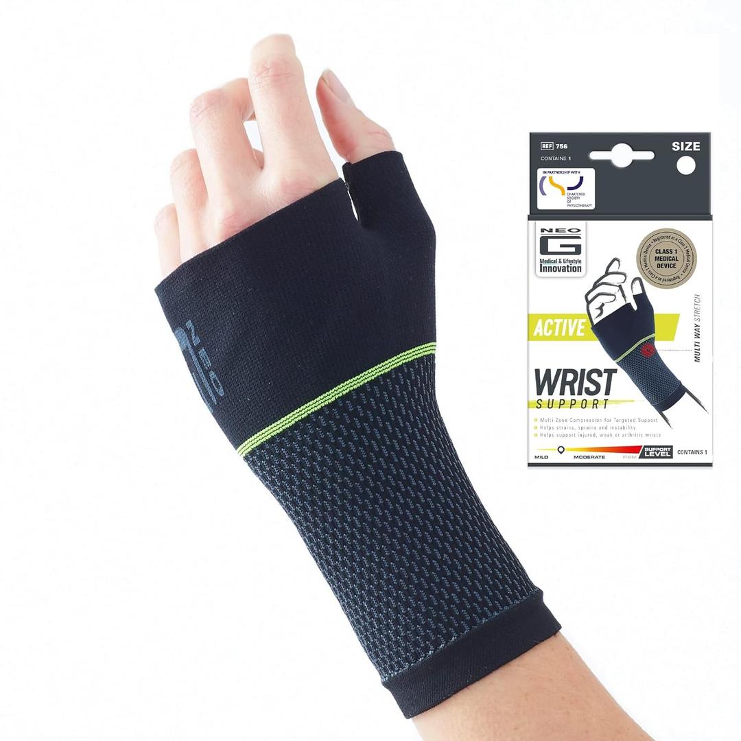 Neo-G Active Wrist Support For Sports, Golf, Basketball, Football, Yoga, Tennis. For Sprains, Strains, Tendonitis, Injury Recovery - Multi Zone Wrist Compression Sleeve (Small: 13 16 5.1 6.3)