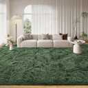 FinRec 8x10 Feet Green Rug for Living Room Bedroom, Fluffy Fuzzy Shag Rugs, Non-Slip Furry Shaggy Area Rug for Nursery Kids Room Dorm Room Home Decor, Indoor Floor Carpet
