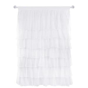 Tadpoles Layered Tulle Window Valance, Girls Window Valance for Nursery Room Bedroom, White, 60x16 Inch