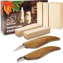 BeaverCraft Wood Carving Kit for Beginners S16  Whittling Knives Sloyd, Chip Wood Carving Knife, Basswood Blocks for Carvers - Whittling Tools Set