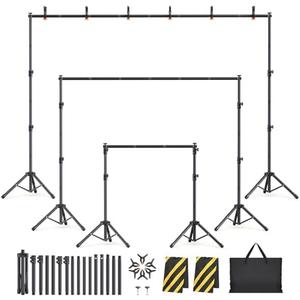 Eocnrhe Backdrop Stand Kit - 6 Widths, 10x7.5ft Adjustable Background Stand for Parties & Studio Photography