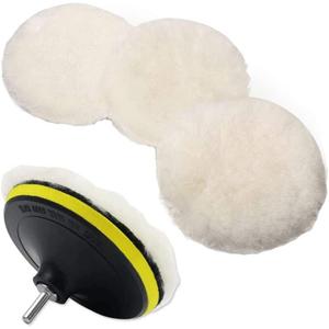 IPELY 6 Pcs 5 Inch Wool Polishing Buffing Pad Polishing Buffing Wheel for Drill Buffer Attachment with M14 Drill Adapter