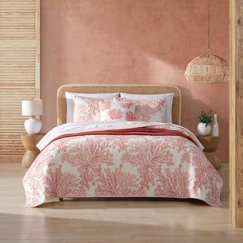 Tommy Bahama - King Quilt Set, Reversible Cotton Bedding with Matching Shams, Coral Reef Inspired Bedding Set (Coral Garden, King)