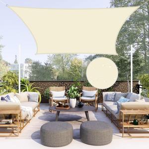 Neween Waterproof Sun Shade Sail Rectangle UV Block Canopy for Outdoor Patio and Garden, Yard Activities (6'x10', Beige)