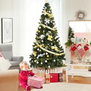 8Ft Artificial PVC Christmas Tree Stand Indoor Outdoor Green