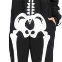 Spooktacular Creations Halloween Skeleton Jumpsuit Adult Skeleton Costume Hooded Jumpsuit Cosplay Costume Sleepwear Homewear (Large, Black)