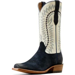 Ariat Men's Futurity Time Western Boot (9.5 Narrow, Blanco/Polo Blue Roughout)