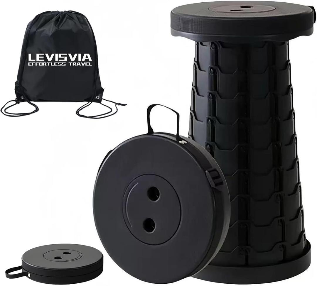 2026 Portable Folding Stool, 440lbs Capacity Telescopic Stool with Storage Bag - Lightweight & Sturdy Camping Chair for Hiking, Fishing, Garden, BBQ