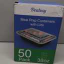 50 Pack (100-Piece) 38 oz Meal Prep Containers Reusable with Lids, Sturdy Leakproof & Food Safe, Microwave, Freezer, Dishwasher Safe Prep Containers, To Go Take Out Plastic Food Storage