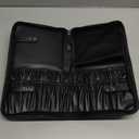 Rownyeon Professional Makeup Brushes Organizer Bag Makeup Artist Cosmetic Case Leather Handbag Black Travel Portable(Only Bag)