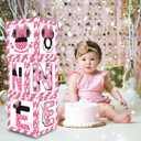 TONIFUL Pink Mouse 1st Birthday Party Supplies Pink Balloon Box with Letters, Mouse Theme One Year Old Birthday Party Favors for Girls Baby Shower B-Day Decoration
