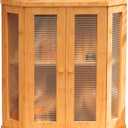 Corner Bread Box for Kitchen Countertop, Large Wood Bread Storage Container Breadbox for Homemade Bread, Kitchen Counter Bread Bin for Utensil Cans Snacks Storage (Natural)