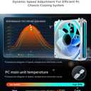 AsiaHorse COSMIQ 120mm Case Fan, Infinity Mirror FDB Reverse Fan with 5V 3-PIN ConnectorDaisy Chain PWM PC RGB Fans for Cases CPU Liquid Coolers, Reverse Blade(White)