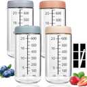 4-pack 25oz Glass jars with Airtight Lids & Label, Overnight Oats Jars Containers with 750ml Scale, Wide Mouth Mason Salad Jars, Glass Food Storage Containers for Snacks Yogurt Spice Sugar