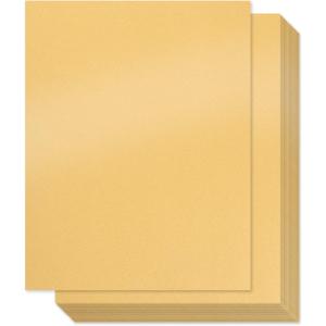 Gold Metallic Paper - 100-Pack Golden Shimmer Paper, Crafting Supplies,Ticket, Invitation, Stationery, Scrapbook Use, Printer Friendly, 80lb Text, 8.5 x 11 Inches