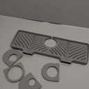 Silicone Faucet Splash Guard - 5Slope Kitchen Sink Splash Guard, 17.8*5.2*0.8 Inch Faucet Mat for Kitchen Sink with 5 Sizes of Rubber Rings, Silicone Sink Mat for Kitchen Bathroom (Light Gray)