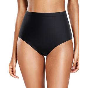 Tempt Me Women Black High Waisted Bikini Bottoms Retro Tummy Control Swimsuit Bottoms M