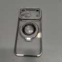 Luxury Bling Diamond Case for iPhone 17 Pro Max 6.9" - Clear Transparent Back with Glitter Card & Sparkling Rhinestones, Magnetic Kickstand, Shockproof Protection - Dazzling Cover for Women, Silver